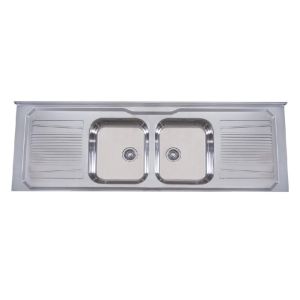 PIA DE INOX 1.60 X 53 C/ DUAS CUBAS