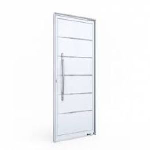 PORTA DE GIRO PIVOT LAMBRI ALUMINIO BRANCA C/ FRISO C/PUX80 215X105 9182.2 DIR